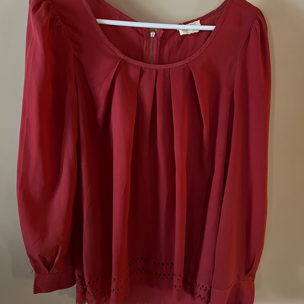 Perch by blu pepper pink red coral blouse M